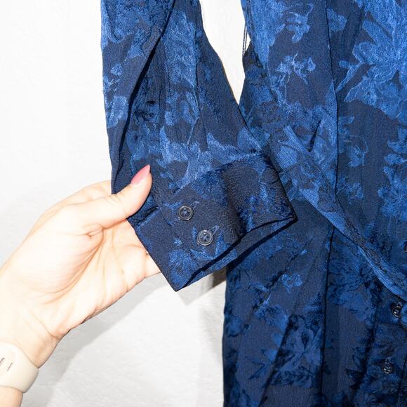 Gal Meets Glam Blue Frances Empress Damask Shirt Dress Size 4 - Picture 7 of 9